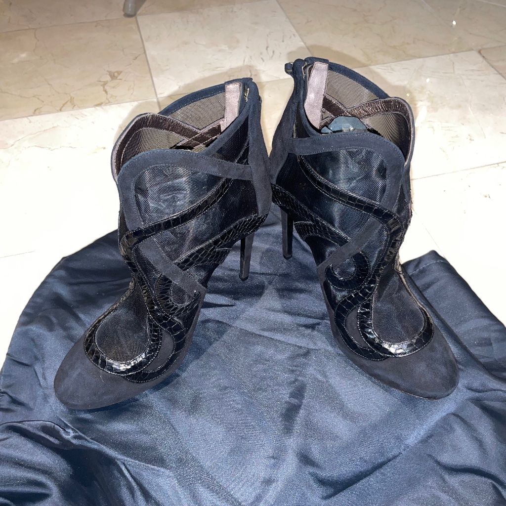 Roberto Cavalli Brand New Mesh Snakeskin Detail Heel